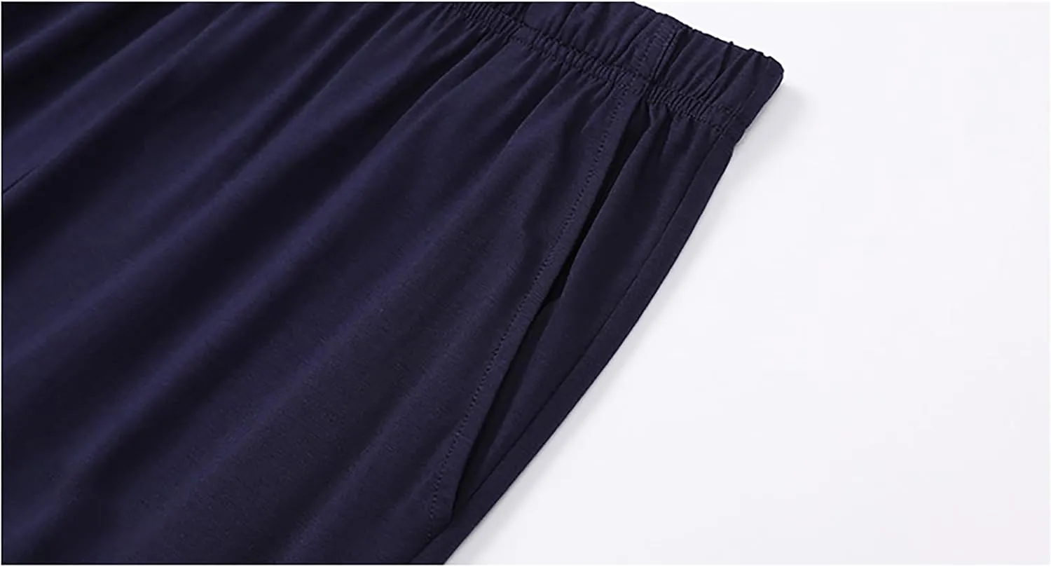 Men's Modal Sleepwear Button-Down Lounge Soft Pajamas Long Sleeves and Pants Set