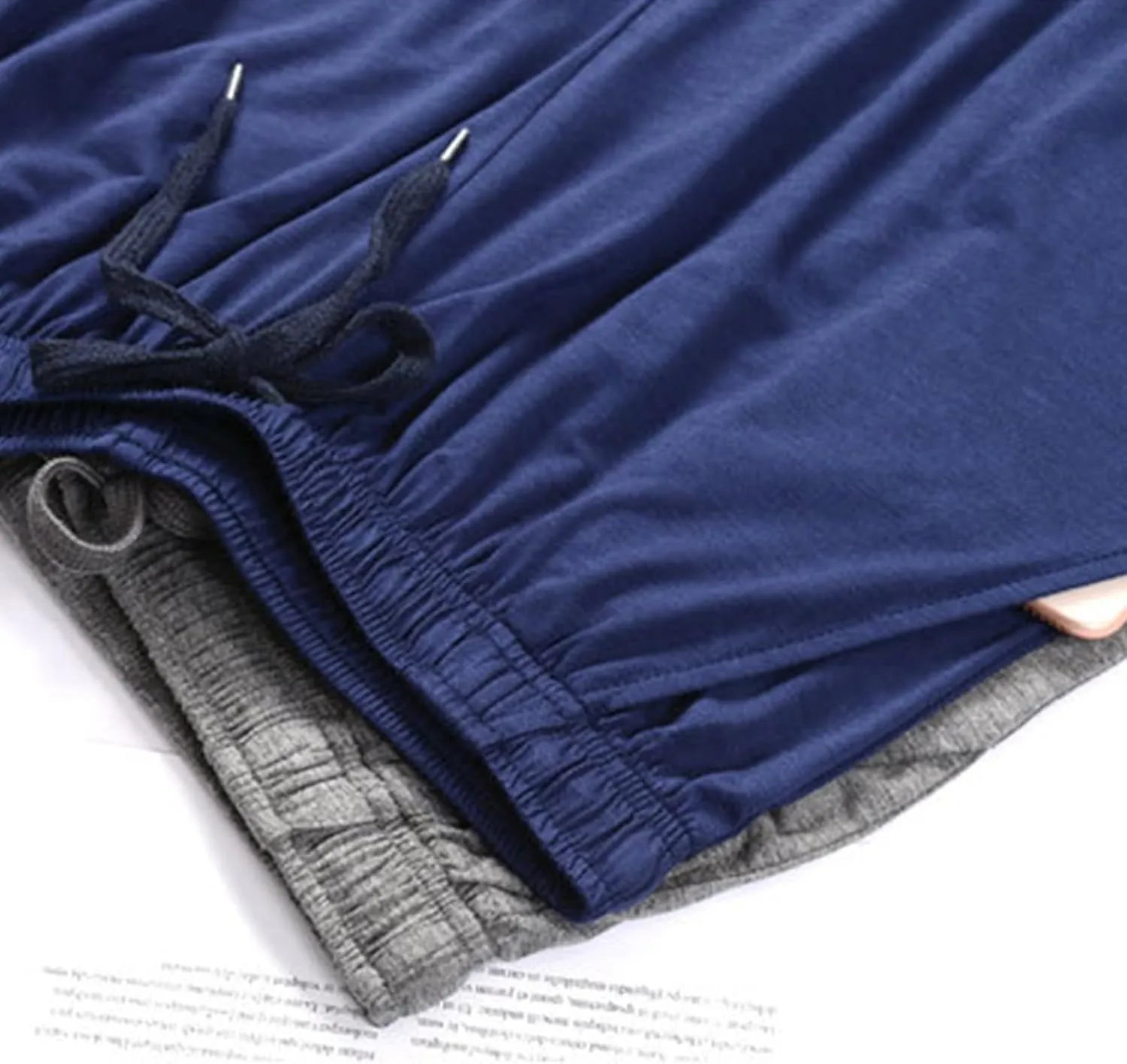 Men's Pajama Pants Soft Cotton Lightweight Lounge Pants with Pockets, Cozy Sleepwear PJ Bottoms Solid Length Pants