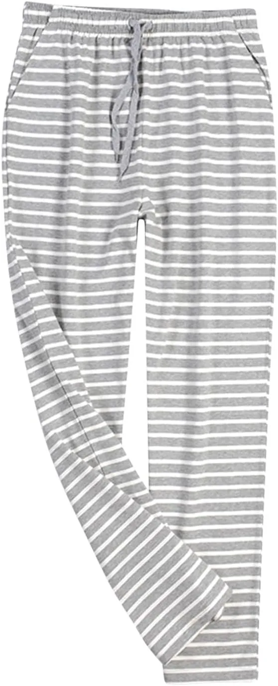 Mens Pajamas Bottom Plus Size Trousers Pants for Man Soft Rayon Thin Striped Basic Pajama Long Leg Lounge Pants Y2K