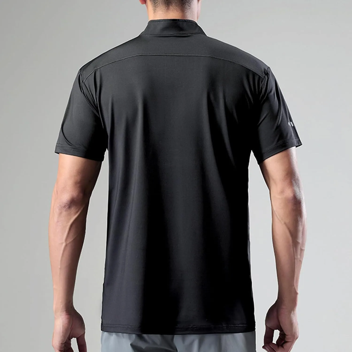 Men's Quick Dry Active Tshirts Quarter Zip Short Sleeve Athletic Pullover 1/4 Zip Up Fishing Running Outdoor Shirt