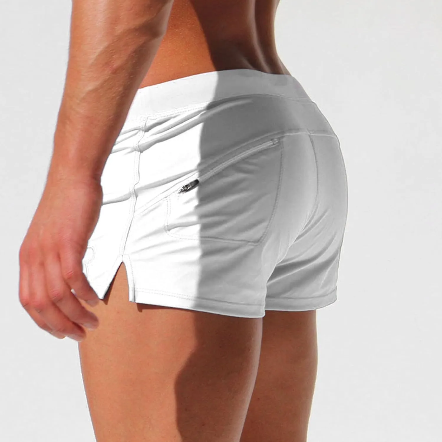 Men's Slim Square Leg Swim Briefs Side Split Quick Drying Beach Swim Trunks Athletic Swimwear Surf Bathing Suit