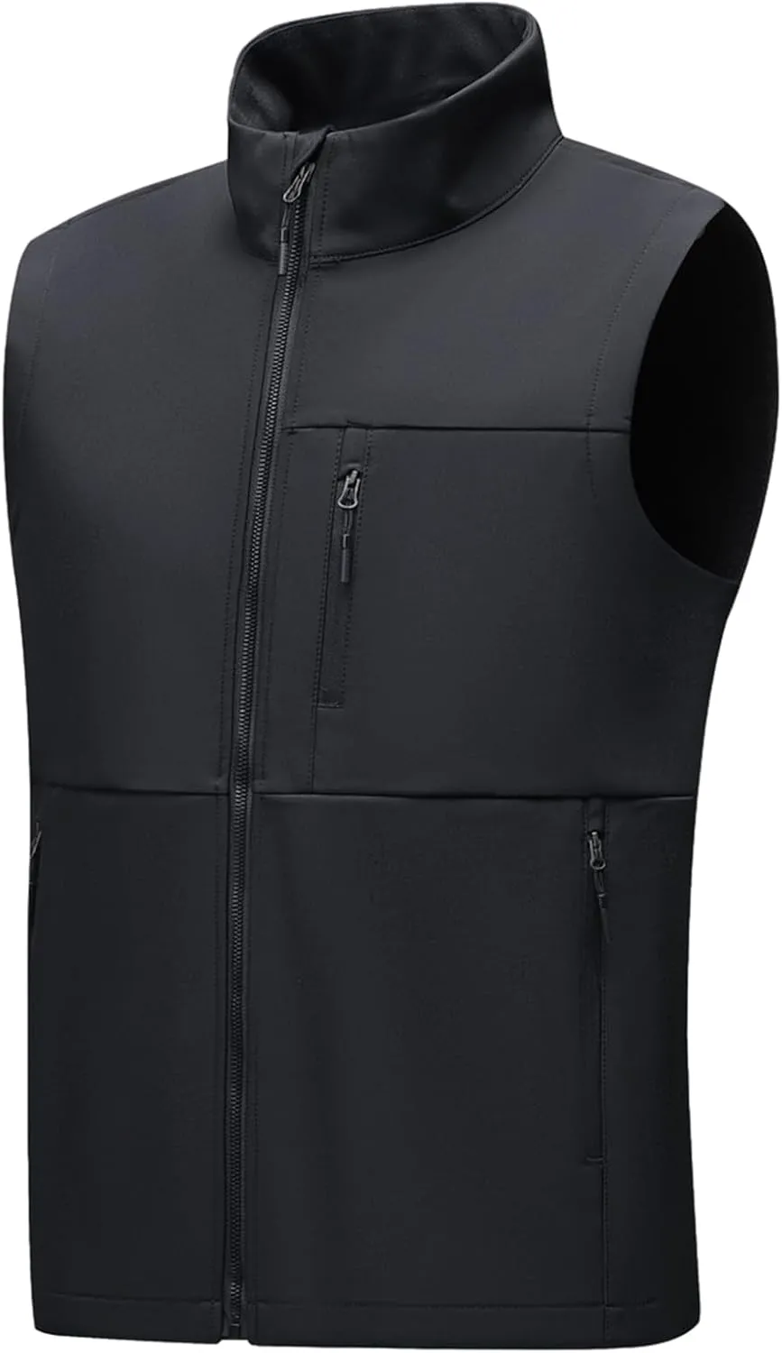 Men's Soft Shell Vest Windproof Outerwear Vest Warm Inner Fleece Vest Waterproof Sleeveless Jacket