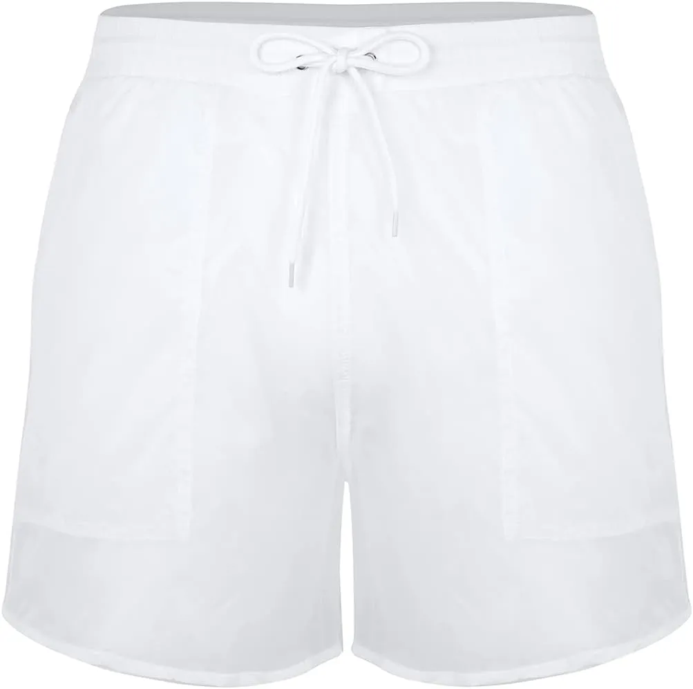 Men's Summer Swim Trunks See-Through Drawstring Quick Dry Surf Boardshorts Bathing Suit Shorts with Mesh Lining