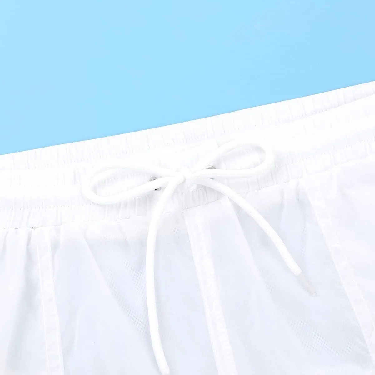 Men's Summer Swim Trunks See-Through Drawstring Quick Dry Surf Boardshorts Bathing Suit Shorts with Mesh Lining
