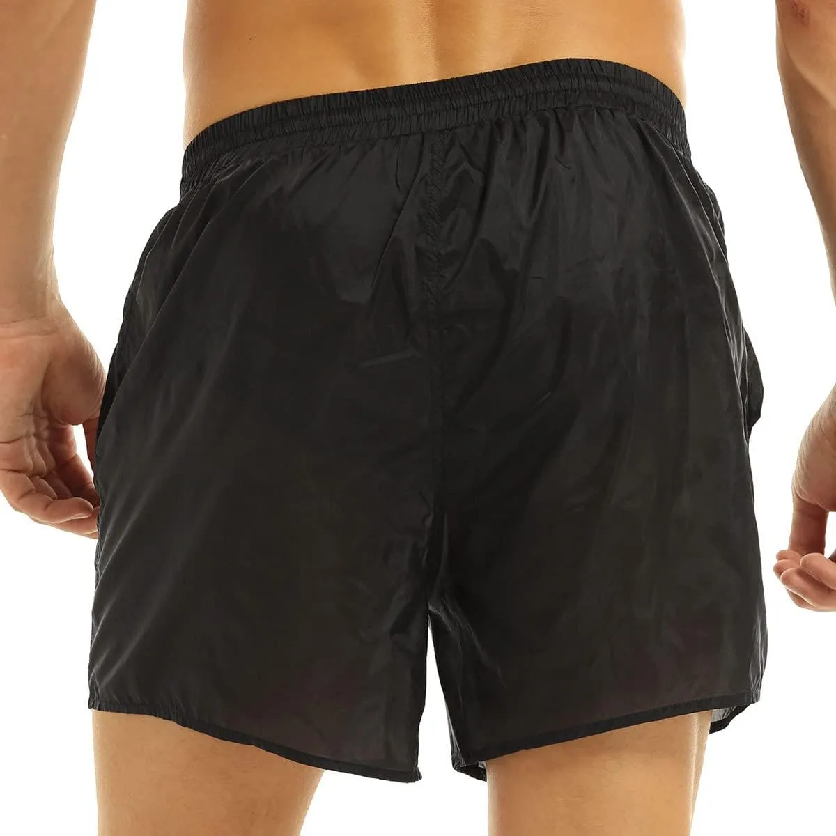 Men's Summer Swim Trunks See-Through Drawstring Quick Dry Surf Boardshorts Bathing Suit Shorts with Mesh Lining