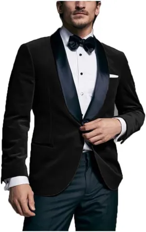 Mens Velvet Blazer Jacket Slim Fit Jacket Sport Coat Fashion Tuxedo for Men Party JJK008