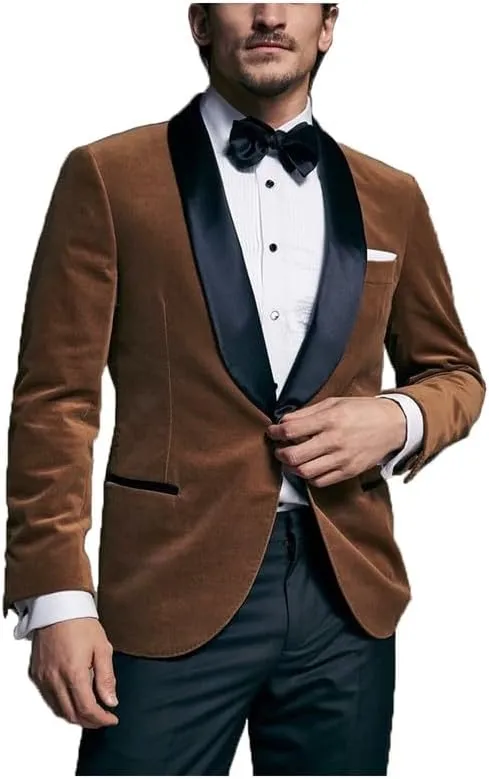 Mens Velvet Blazer Jacket Slim Fit Jacket Sport Coat Fashion Tuxedo for Men Party JJK008