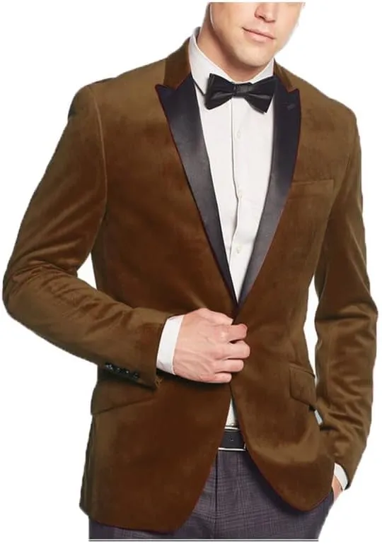 Mens Velvet Blazer Jacket Slim Fit Jacket Sport Coat Fashion Tuxedo for Men Party JJK008