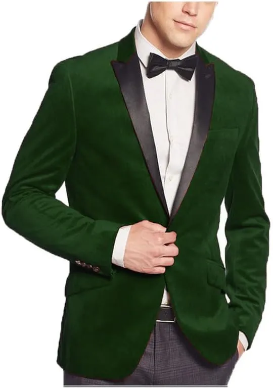 Mens Velvet Blazer Jacket Slim Fit Jacket Sport Coat Fashion Tuxedo for Men Party JJK008
