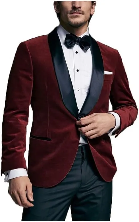 Mens Velvet Blazer Jacket Slim Fit Jacket Sport Coat Fashion Tuxedo for Men Party JJK008