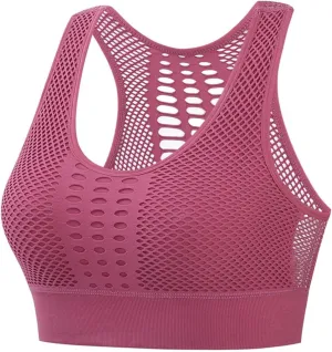 Mesh Sports Bras for Women Breathable High Support Gym Yoga Bra 2025 Summer Underwear Bra Workout Crop Tops