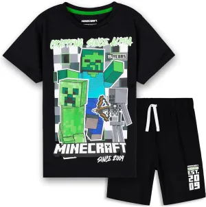 Minecraft Boys Short Pajamas Set, Soft Breathable 2 Piece Lounge Wear Set - Boys Gifts