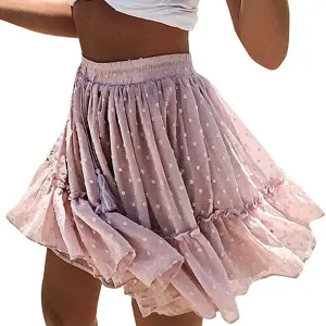 Mini Line Pleated Waist Skirt Short Cute Ruffle Women's High Skirt Beach A Skirt Fashion Skirts for Women 2024