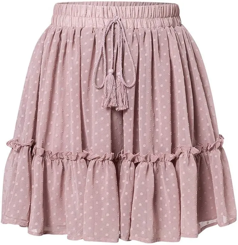Mini Line Pleated Waist Skirt Short Cute Ruffle Women's High Skirt Beach A Skirt Fashion Skirts for Women 2024