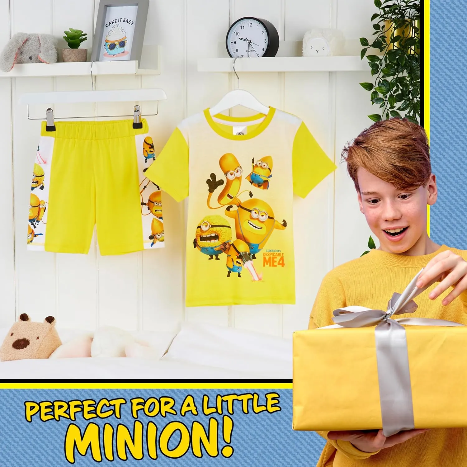 Minions Boys Short Pyjamas Set, Soft Breathable Lounge Wear - Boys Gifts