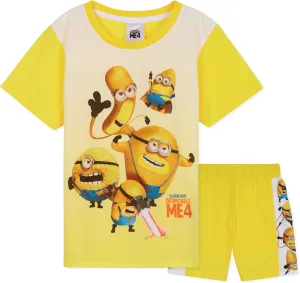 Minions Boys Short Pyjamas Set, Soft Breathable Lounge Wear - Boys Gifts