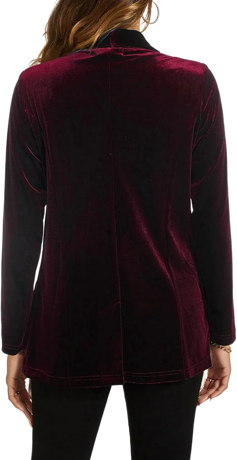 MINTLIMIT Women Velvet Blazer Jackets Long Sleeve Business Suit Lapel Open Front Casual Blazers with Pockets
