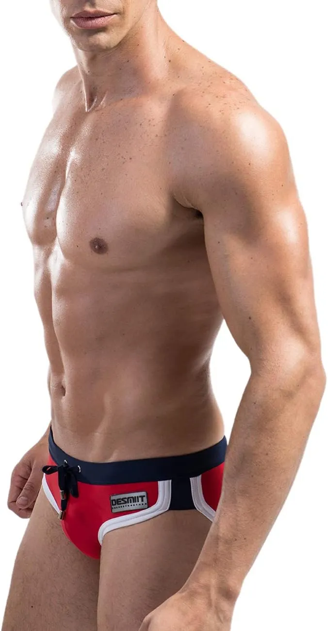 MIZOK Men's Quick Dry Swim Briefs Bikini Swimsuit Board Shorts with Adjustable Drawstring