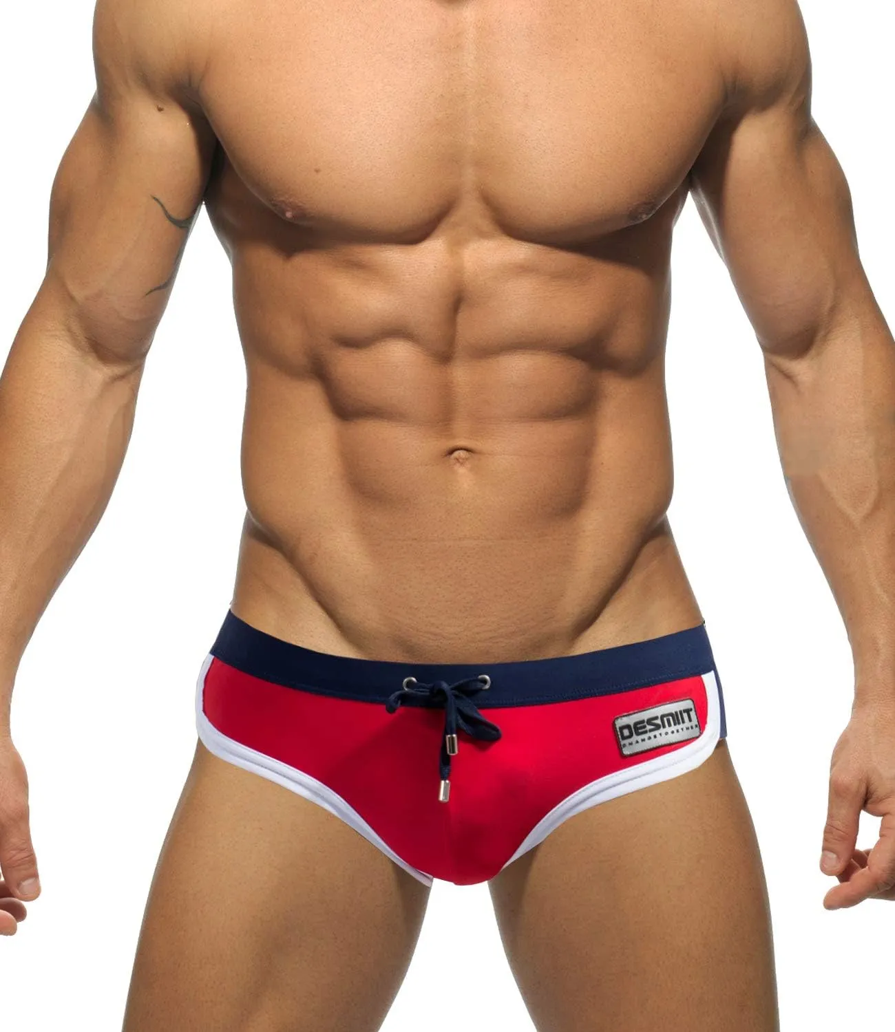 MIZOK Men's Quick Dry Swim Briefs Bikini Swimsuit Board Shorts with Adjustable Drawstring
