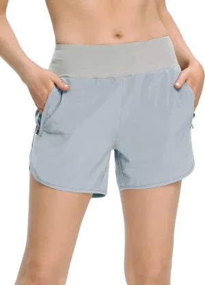 MOCOLY Women's Running Shorts Quick Dry Workout Shorts Breathable Athletic Gym Short Zip Pockets 4 7 Inches Shorts