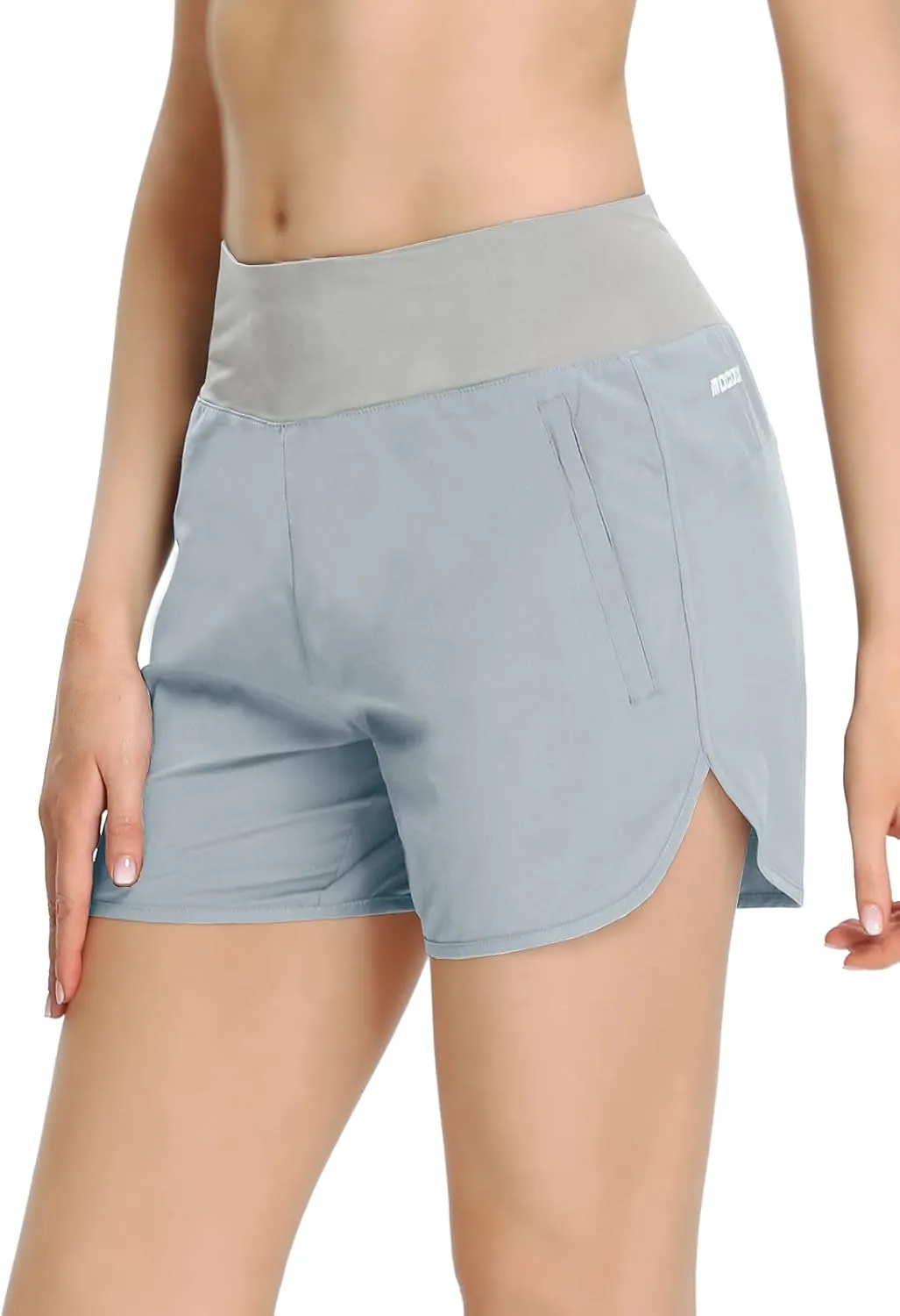 MOCOLY Women's Running Shorts Quick Dry Workout Shorts Breathable Athletic Gym Short Zip Pockets 4 7 Inches Shorts