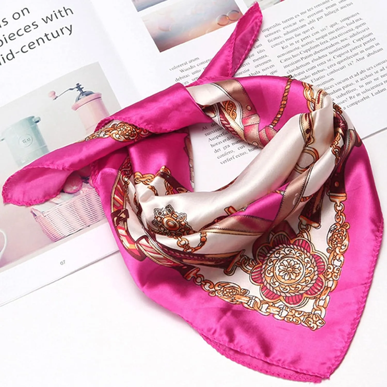 Mulberr𝐲 Silk Scarf Lightweight Neckerchief Women Men Small Square Digital Printed Scarves (multicolor2, One Size)