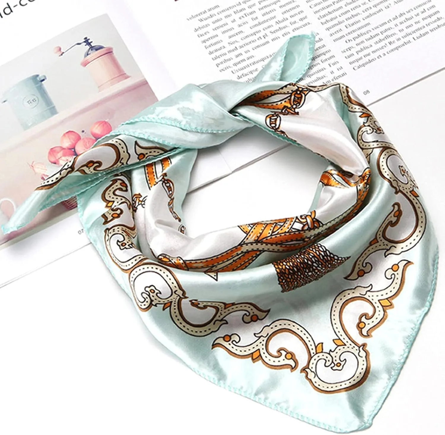 Mulberr𝐲 Silk Scarf Lightweight Neckerchief Women Men Small Square Digital Printed Scarves (multicolor4, One Size)