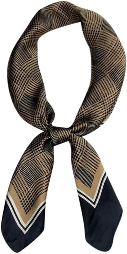 Mulberr𝐲 Silk Square Scarf for Hair Women Men Natural Silk Neckerchief Digital Printed Headscarf (Coffee, One Size)