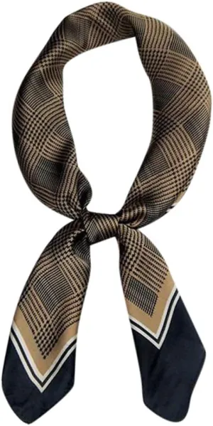 Mulberr𝐲 Silk Square Scarf for Hair Women Men Natural Silk Neckerchief Digital Printed Headscarf (Coffee, One Size)