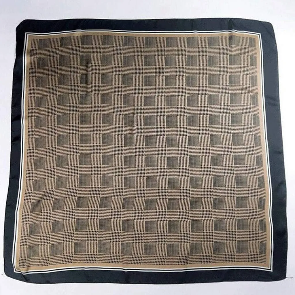 Mulberr𝐲 Silk Square Scarf for Hair Women Men Natural Silk Neckerchief Digital Printed Headscarf (Coffee, One Size)
