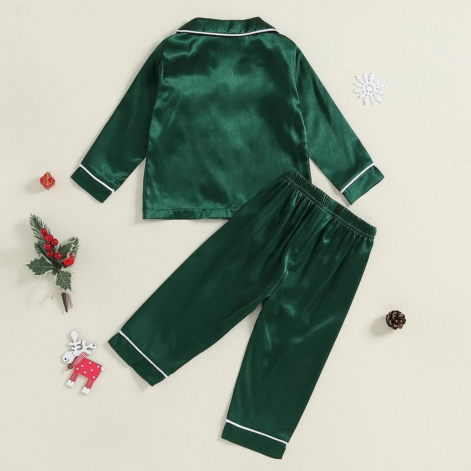 Multitrust Baby Girls Boys Silk Pajamas Set Solid Long Sleeve Button Down Shirts Tops and Pants Infant Satin Pj Lounge Sets