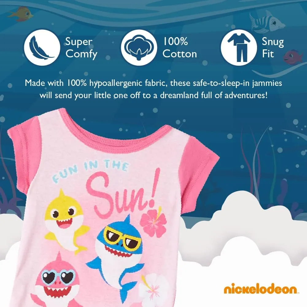 Nickelodeon Paw Patrol | Baby Shark | Blue's Clues & You 4-Piece Snug-fit Cotton Pajama Set, Soft & Cute for Kids