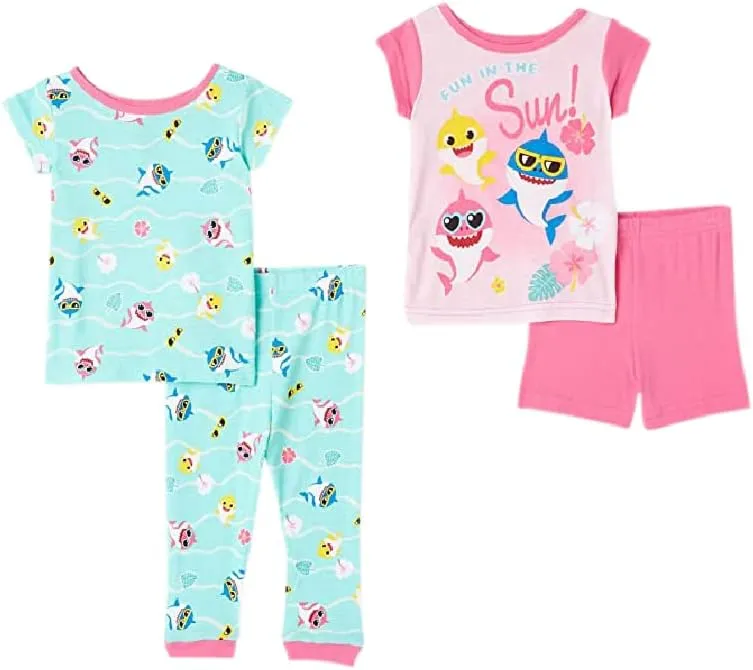 Nickelodeon Paw Patrol | Baby Shark | Blue's Clues & You 4-Piece Snug-fit Cotton Pajama Set, Soft & Cute for Kids