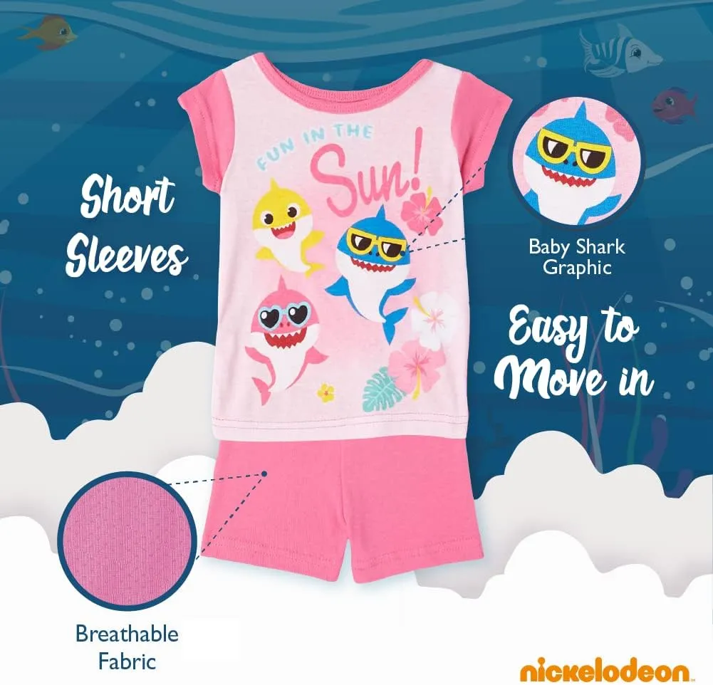 Nickelodeon Paw Patrol | Baby Shark | Blue's Clues & You 4-Piece Snug-fit Cotton Pajama Set, Soft & Cute for Kids