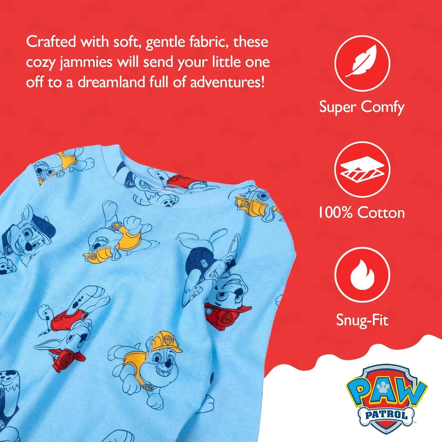 Nickelodeon Paw Patrol | Baby Shark | Blue's Clues & You 4-Piece Snug-fit Cotton Pajama Set, Soft & Cute for Kids