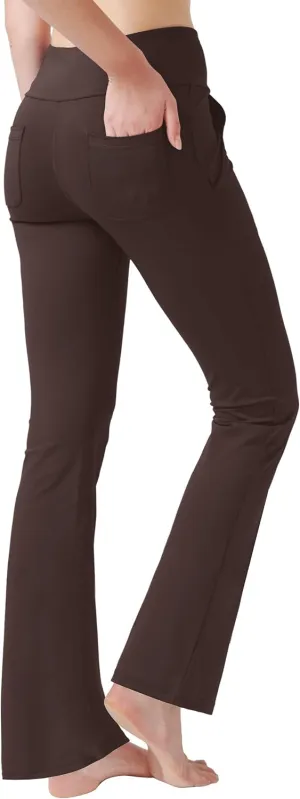 nuveti Women's High Waisted Boot Cut Yoga Pants 4 Pockets Workout Pants Tummy Control Women Bootleg Work Pants Dress Pants