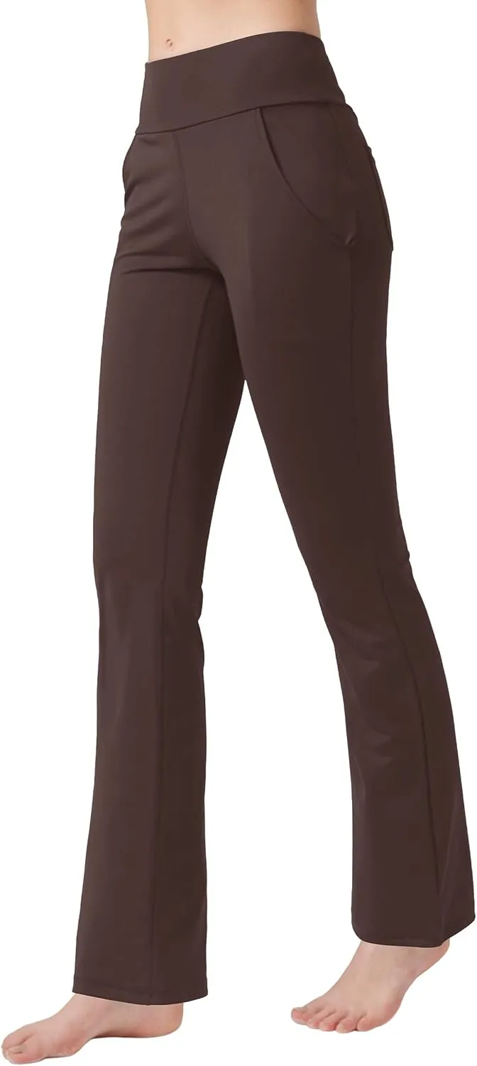 nuveti Women's High Waisted Boot Cut Yoga Pants 4 Pockets Workout Pants Tummy Control Women Bootleg Work Pants Dress Pants