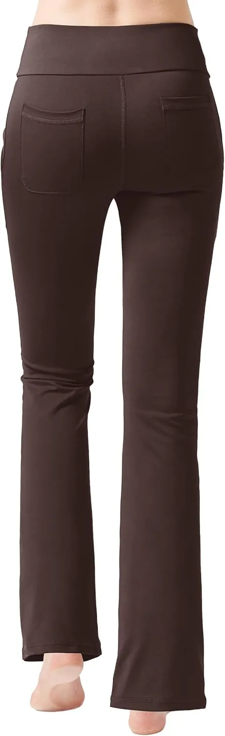 nuveti Women's High Waisted Boot Cut Yoga Pants 4 Pockets Workout Pants Tummy Control Women Bootleg Work Pants Dress Pants
