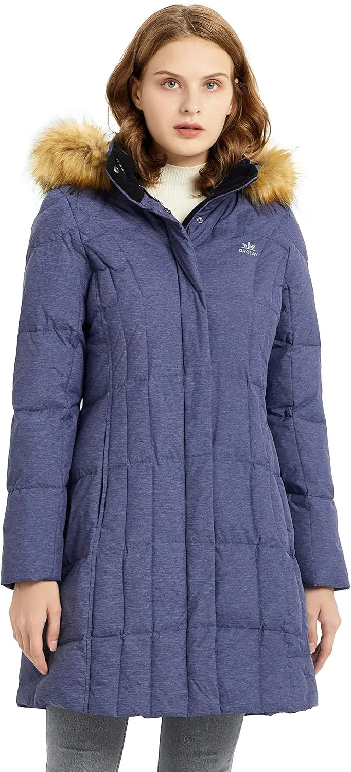 Orolay Women's Lightweight Down Coat Packable Fashion Jacket with Stand Collar