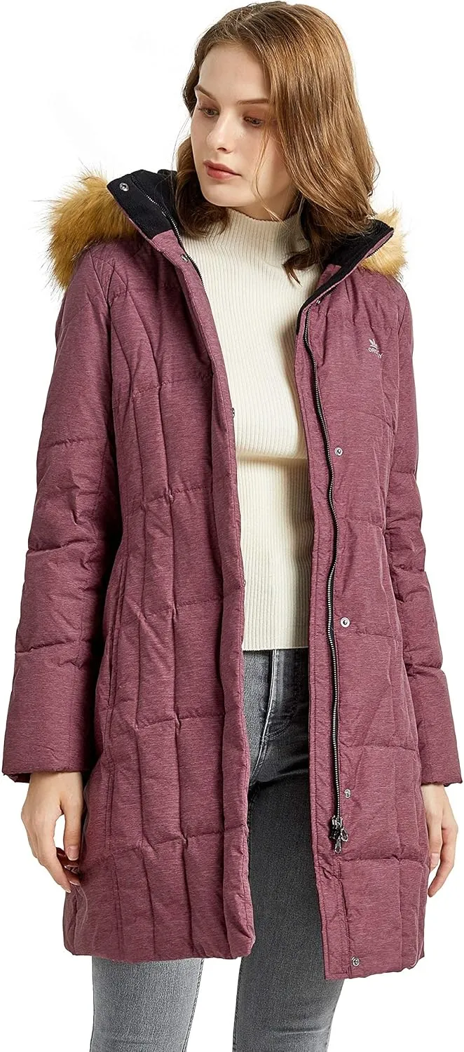 Orolay Women's Lightweight Down Coat Packable Fashion Jacket with Stand Collar