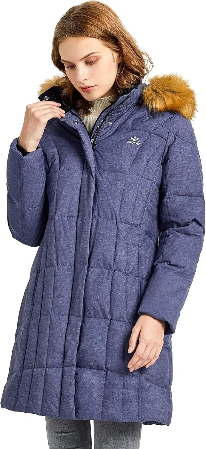 Orolay Women's Lightweight Down Coat Packable Fashion Jacket with Stand Collar