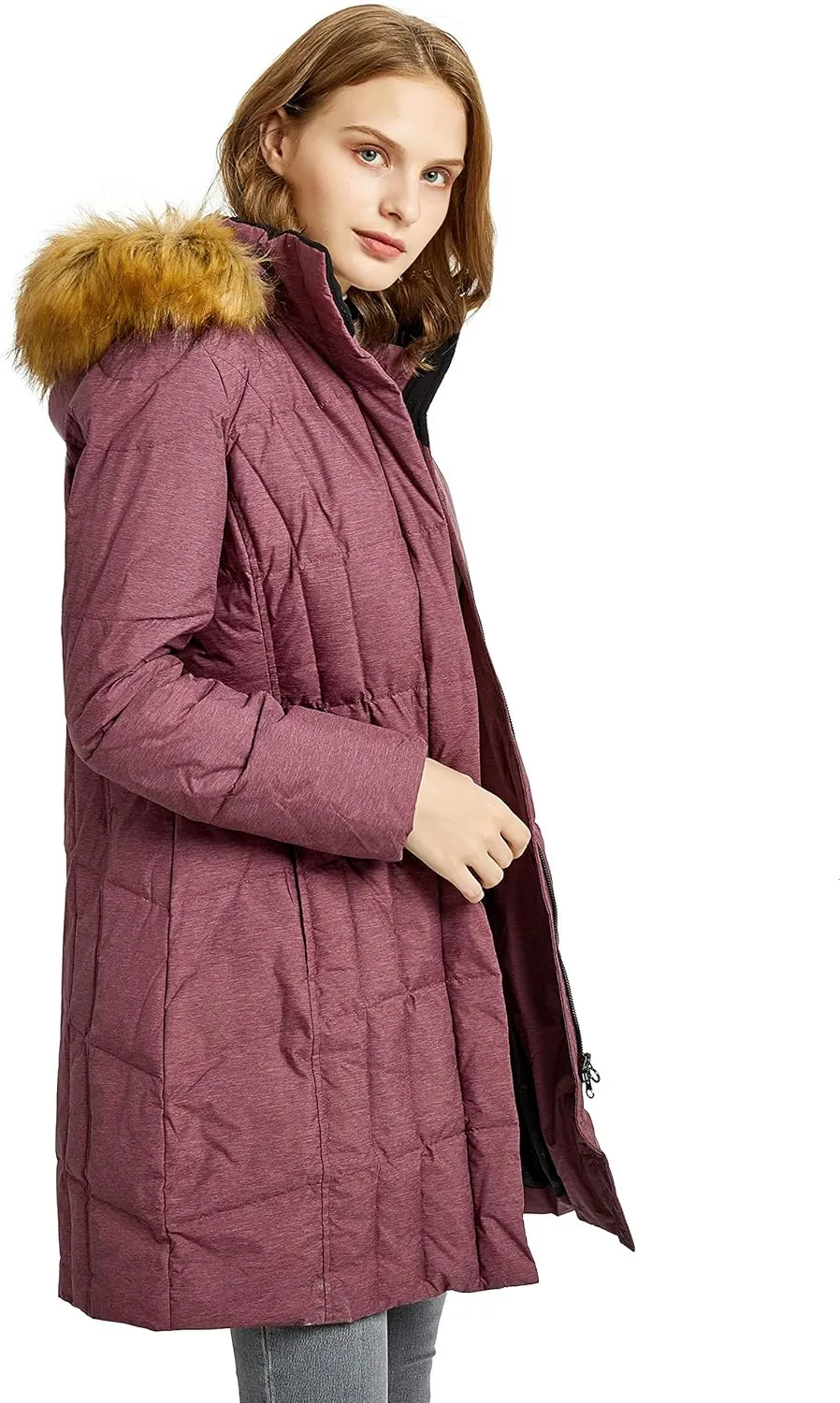 Orolay Women's Lightweight Down Coat Packable Fashion Jacket with Stand Collar
