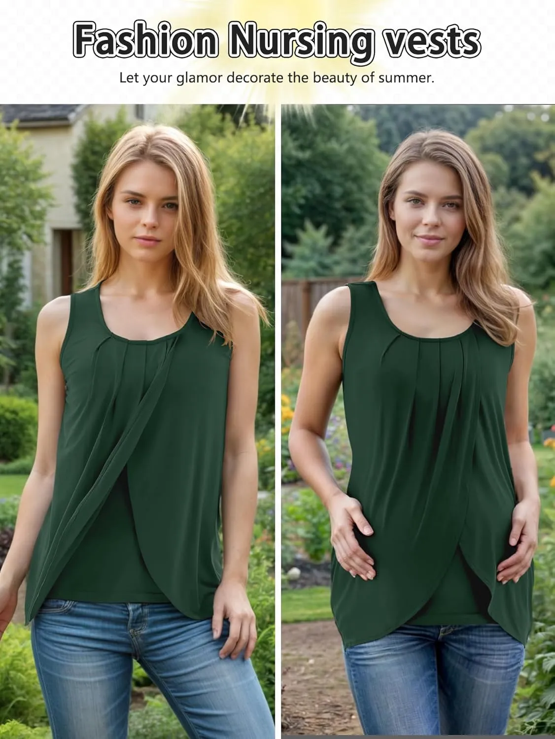 PARNIXS Summer Women's Maternity Nursing Tank Top Sleeveless Comfy Breastfeeding Clothes