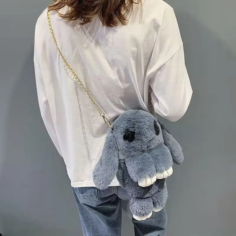 Plush Chain Shoulder Bag for Girls Lovely Crossbody Bags Wallet Purse Soft Zipper Lady Handbag Bags