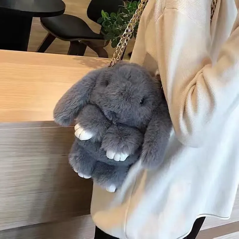 Plush Chain Shoulder Bag for Girls Lovely Crossbody Bags Wallet Purse Soft Zipper Lady Handbag Bags