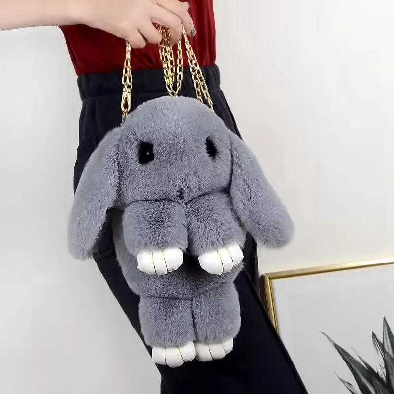 Plush Chain Shoulder Bag for Girls Lovely Crossbody Bags Wallet Purse Soft Zipper Lady Handbag Bags