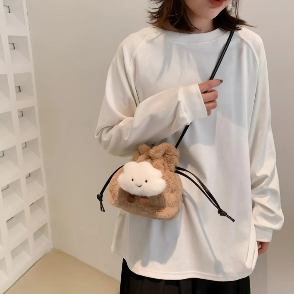 Plush Cute Small Bag Fashion Cartoon Cloud Shoulder Bag Girl Handbag Totes Heart Shoulder Crossbody Bag