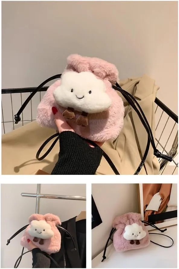 Plush Cute Small Bag Fashion Cartoon Cloud Shoulder Bag Girl Handbag Totes Heart Shoulder Crossbody Bag