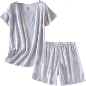 PNAEONG Women's Pajamas Set, Cotton Short Sleeve Sleepwear Pjs Sets S-3XL