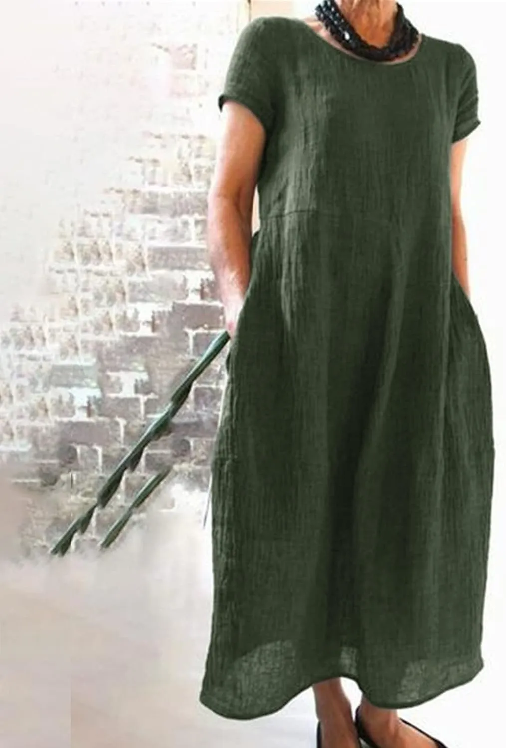 PTOLOCIF Summer Dresses for Women Short Sleeve Crewneck Casual T Shirt Dress Loose Long Beach Vacation Dresses with Pocket